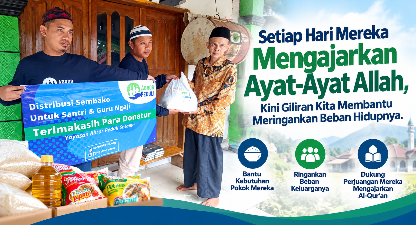 Setiap Hari Mereka Mengajarkan Ayat-Ayat Allah, Kini Giliran Kita Membantu Meringankan Beban Hidupnya